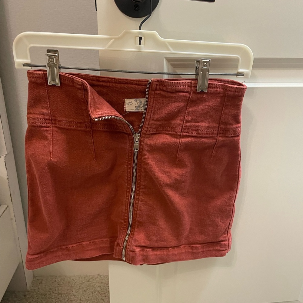 burnt red/orange mini skirt